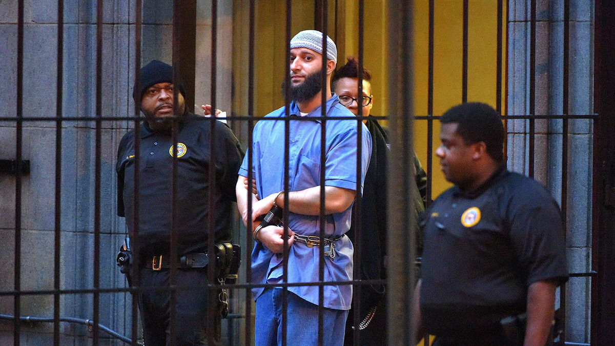 Adnan Syed at a courthouse in 2016 during a retrial