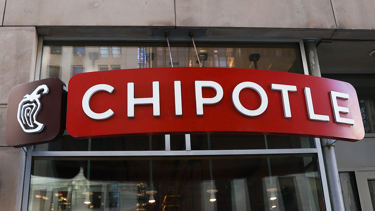 Chipotle logo is seen near the restaurant in Chicago, United States