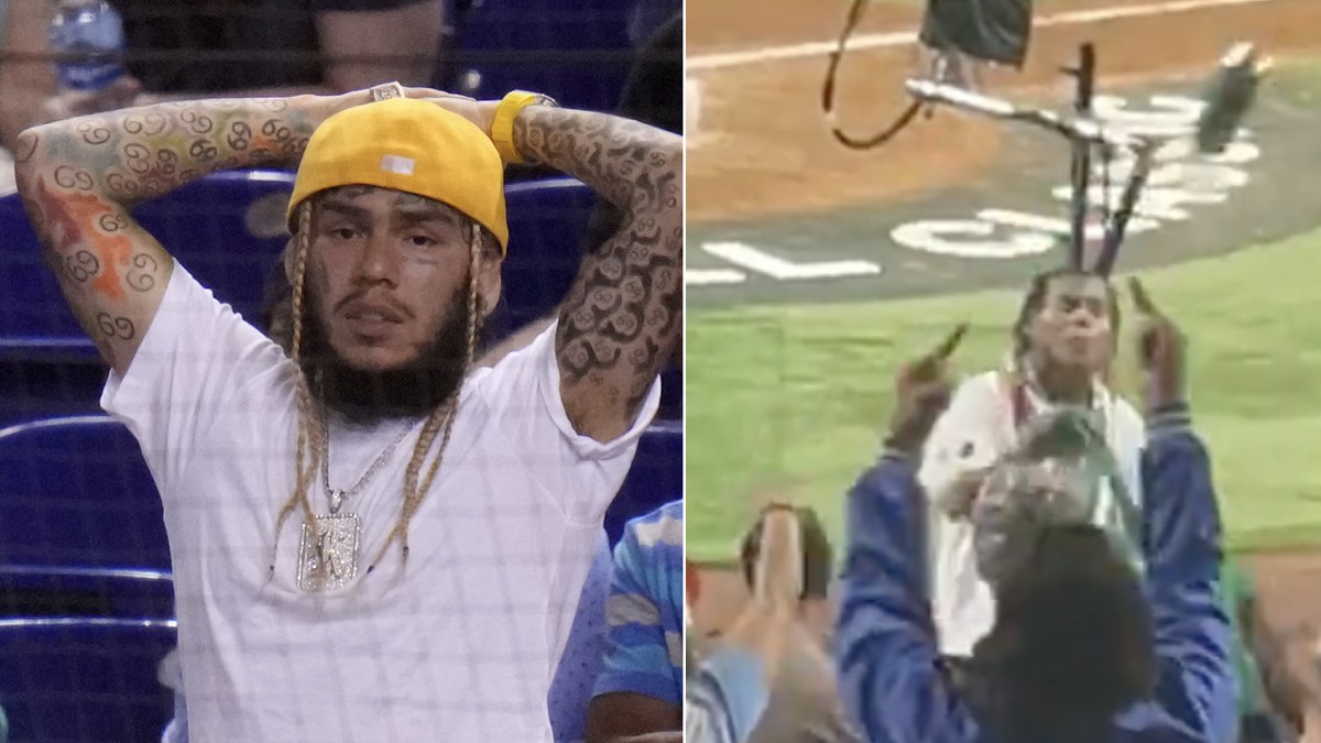 Beer can thrown at 6ix9ne during Mexico-Puerto Rico game.