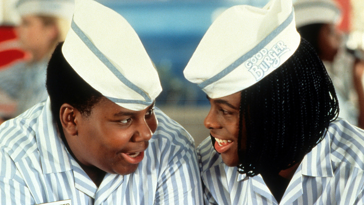 Kenan Thompson and Kel Mitchell smiling in a scene from the film 'Good Burger'