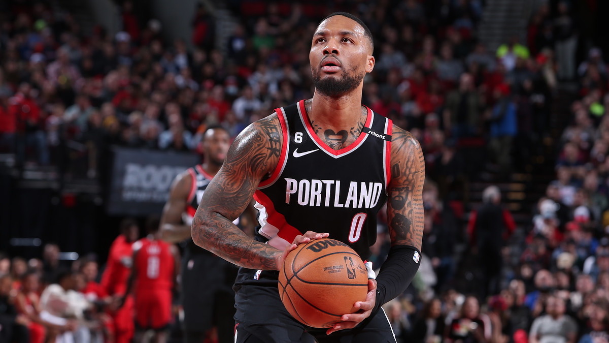 Damian Lillard during the Portland Trail Blazer's game against the Houston Rockets in February 2023