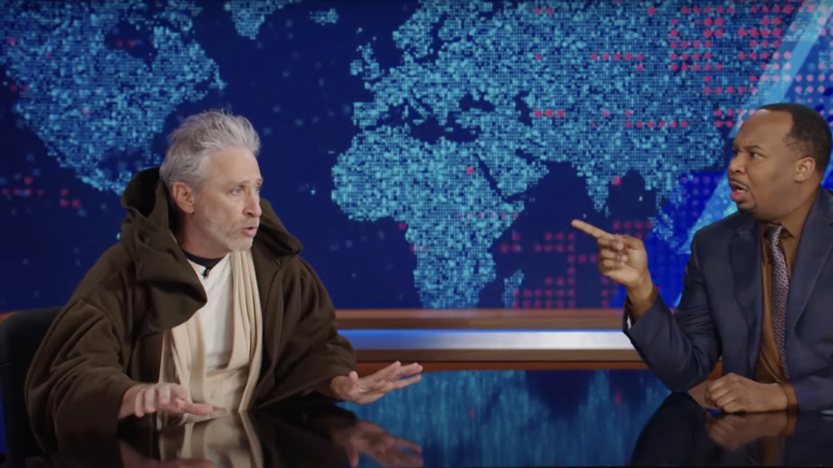 jon stewart returns to tds with roy wood