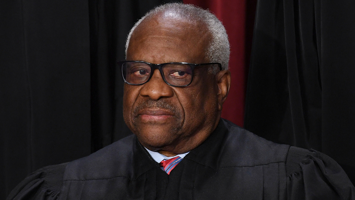 Clarence Thomas is seen in court setting