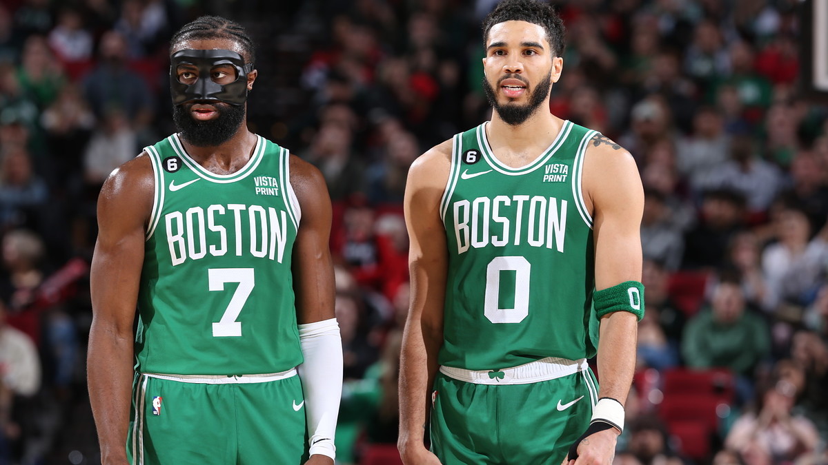 Jayson Tatum and Jaylen Brown of the Boston Celtics