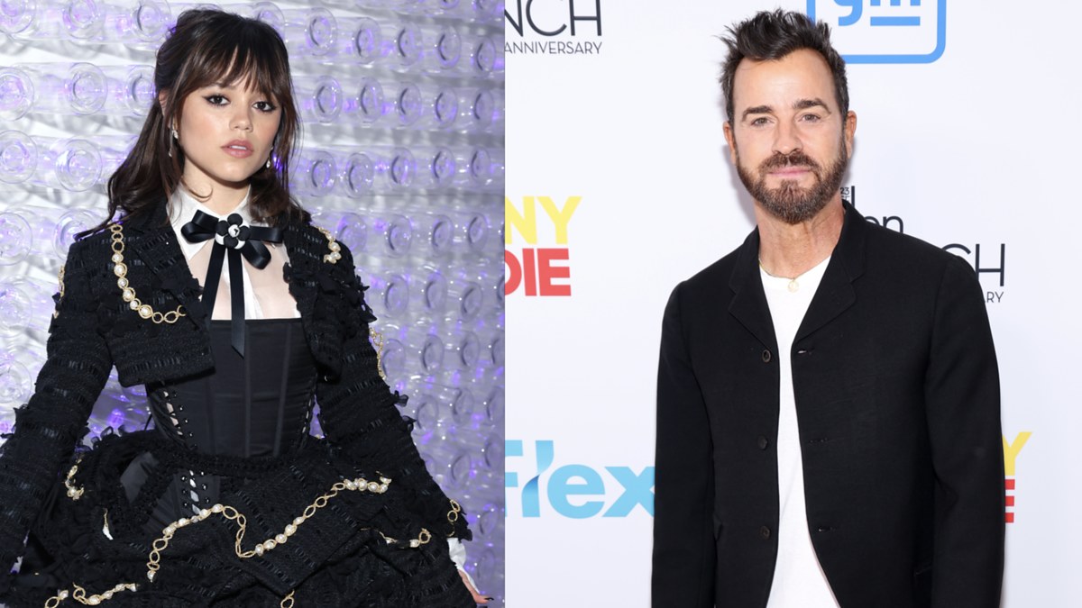 Jenna Ortega and Justin Theroux image split