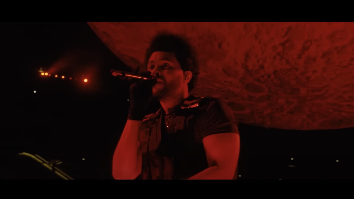 Screenshot of The Weeknd from live music video
