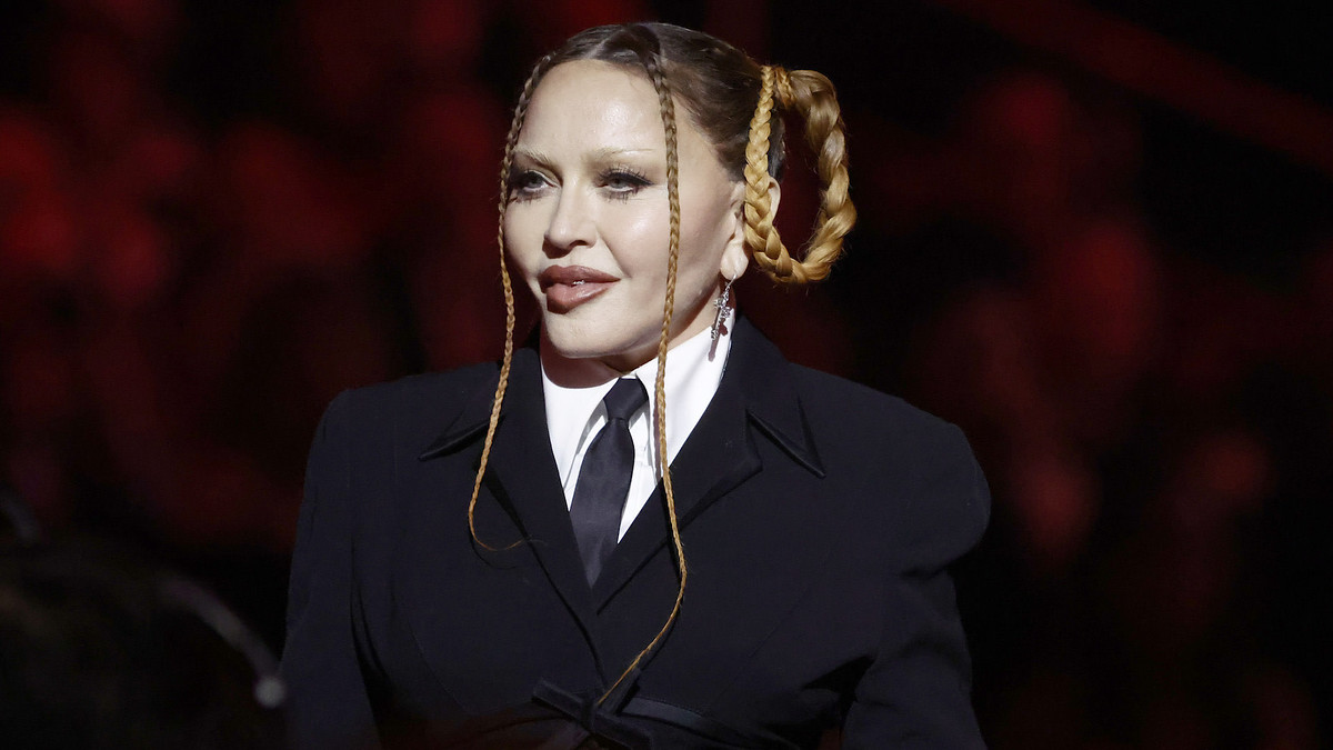 Madonna presents at the 2023 Grammy Awards