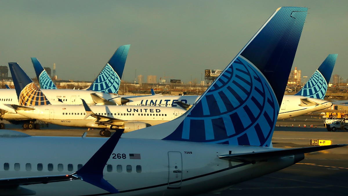 United Airlines airplanes parked at gates at Terminal C at Newark Liberty Airport