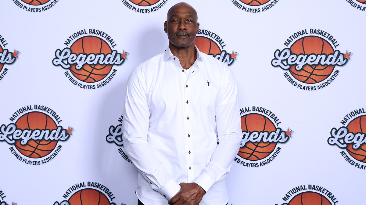 Karl Malone during the NBA Legends Brunch Portraits as part of 2023 NBA All Star Weekend.