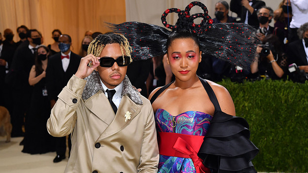 Japanese tennis player Naomi Osaka and US rapper Cordae arrive for the 2021 Met Gala