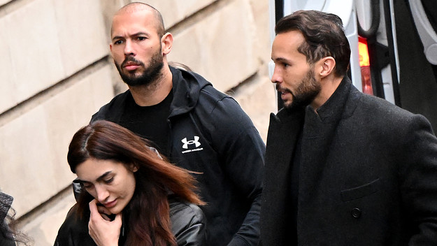 Andrew Tate is pictured outside a court facility