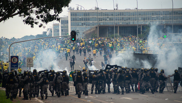 Supporters of former Brazilian President Bolsonaro clash with law enforcement officers