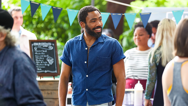 Donald Glover is seen at film set of the 'Mr. and Mrs. Smith' TV Series.