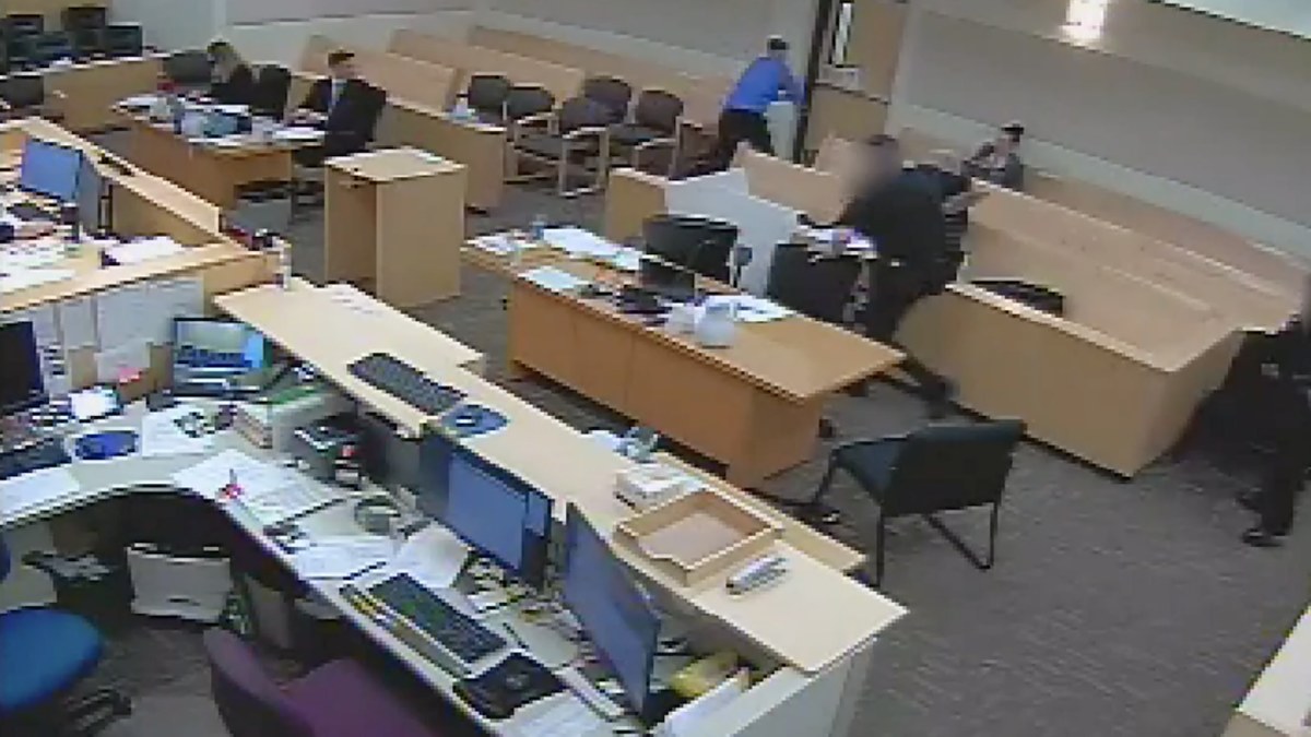 Screenshot of murder suspect escaping custody
