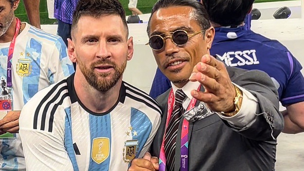 This is a photo of Salt Bae and Lionel Messi.