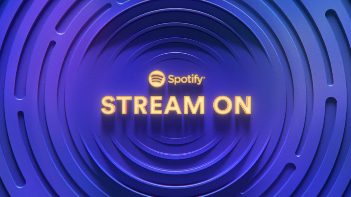 Spotify logo is seen for Stream On event