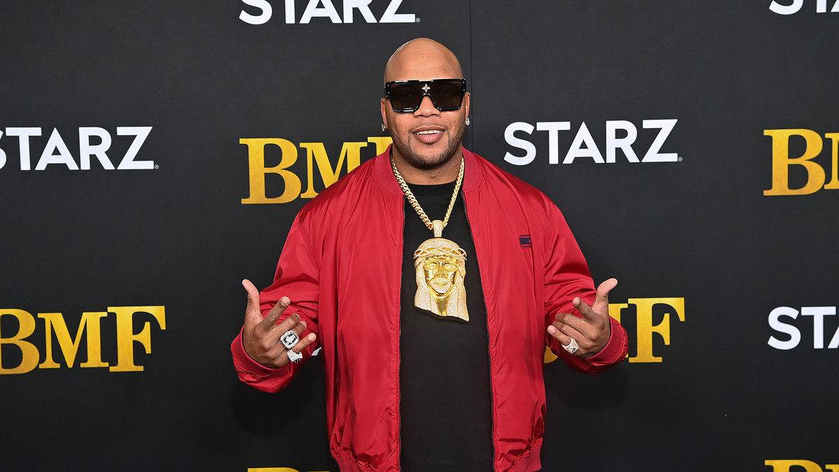 Flo Rida attends STARZ Series "BMF" World Premiere at Cellairis Amphitheatre