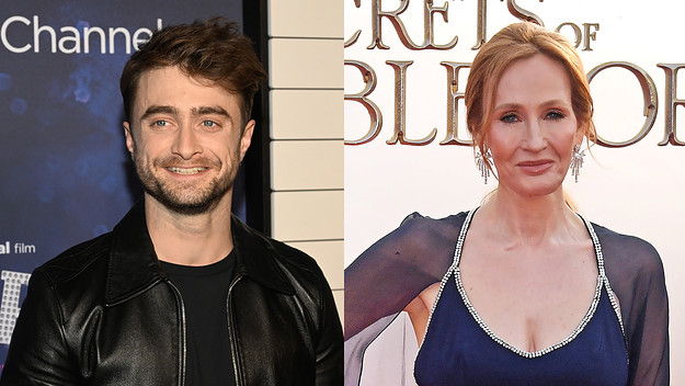 A photo of Daniel Racliffe spliced with one of 'Harry Potter' author J.K. Rowling