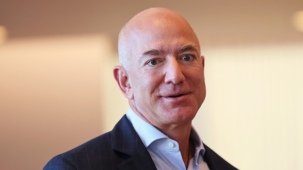 Amazon founder Jeff Bezos arrives for his meeting with British Prime Minister Boris Johnson