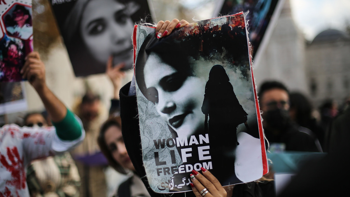 Protests against death of Mahsa Amini are pictured