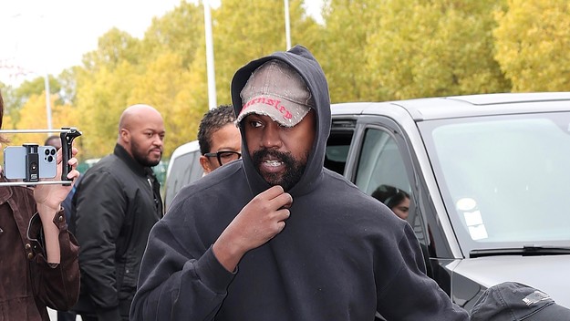 Kanye West, Saint West, Psalm West and Chicago West attend the Balenciaga Show