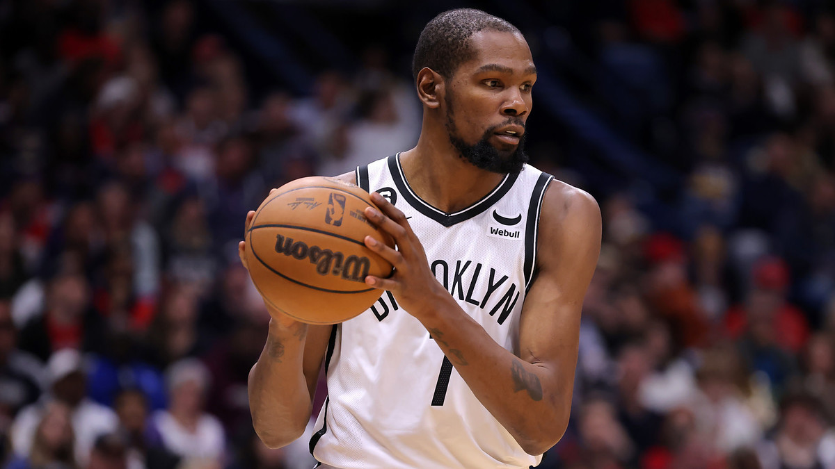 Kevin Durant is seen playing for the Nets