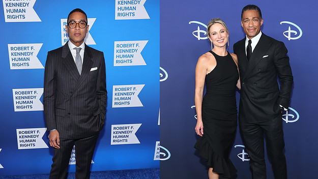 A splice image of Don Lemon alongside Amy Robach and TJ Holmes