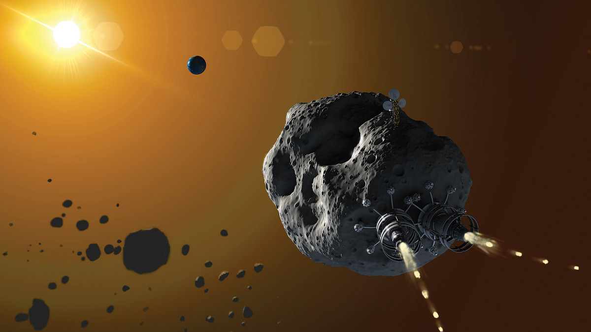 Illustration of asteroid floating in Space