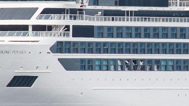 The Viking Polaris anchored in Ushuaia, Argentina
