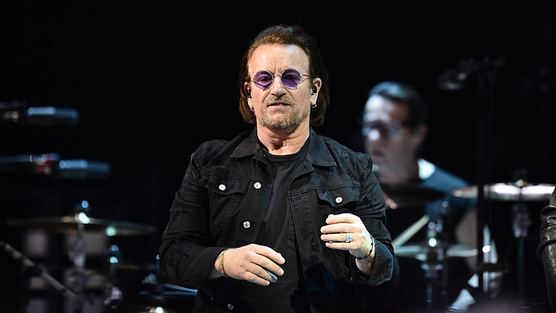 Bono, lead singer with U2 performs during the Experience and Innocence tour
