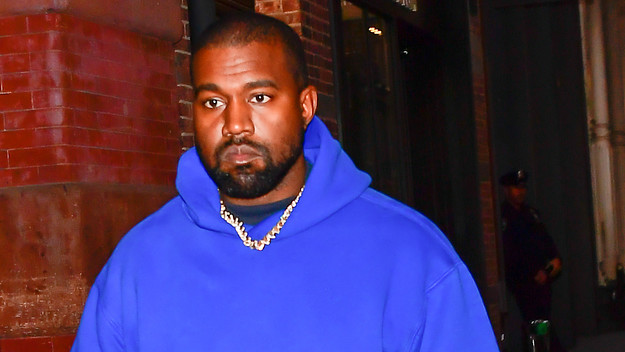 Kanye West is seen walking in SoHo.