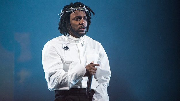 Kendrick Lamar performing at Glastonbury Festival