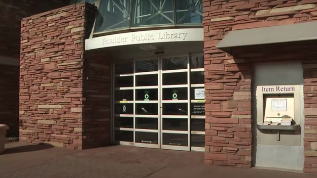 Library entrance is pictured in a news report
