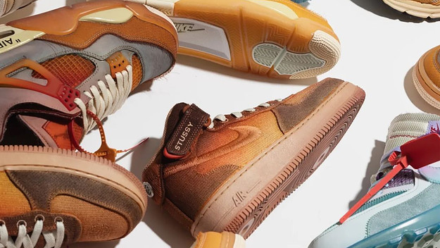 Lorenz OG's assortment of custom sneakers