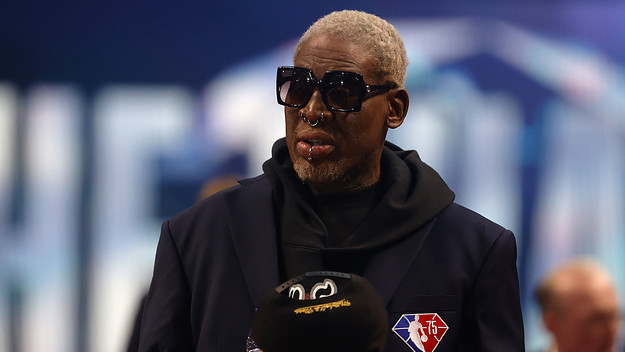 Dennis Rodman attends NBA 75 at All-Star Weekend