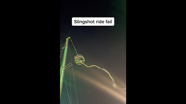 Screenshot of video of slingshot ride snapping
