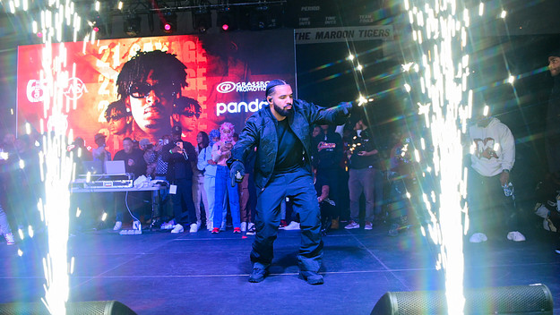 Drake and 21 Savage are pictured performing