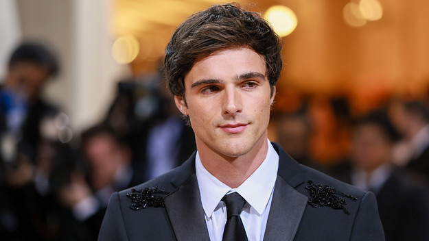 Jacob Elordi is pictured wearing a suit at an event