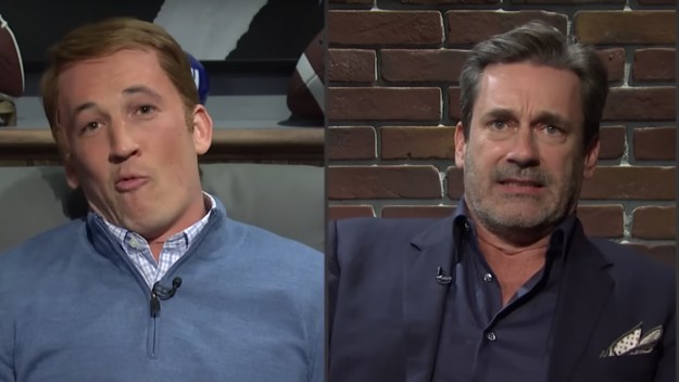 Miles Teller and Jon Hamm on 'SNL'