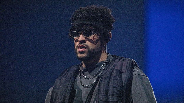 Bad Bunny performs on stage at Pechanga Arena