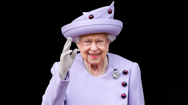 Queen Elizabeth II attends an Armed Forces Act of Loyalty Parade in the gardens of the Palace of Holyroodhouse