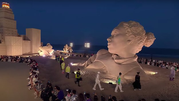 A sculpture at a Louis Vuitton show is pictured