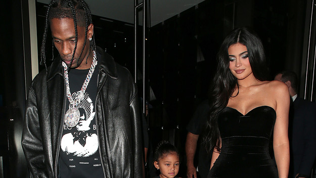 Travis Scott, Kylie Jenner, and daughter Stormi in London on August 4, 2022