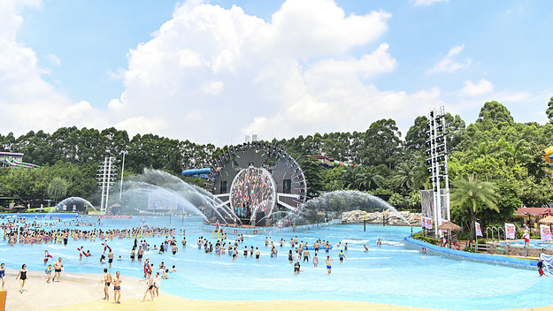 Photograph of patrons at water park in China