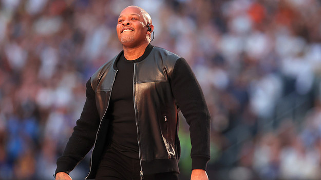Dr. Dre performs onstage at the Super Bowl LVI Halftime Show