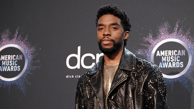 Actor Chadwick Boseman poses in the press room at the 2019 American Music Awards