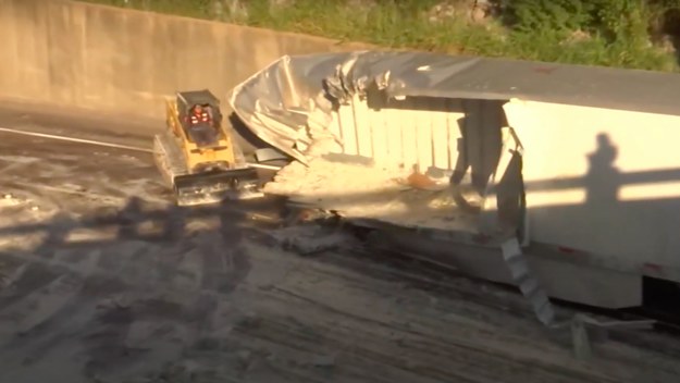 A crashed alfredo truck is pictured in this aerial view