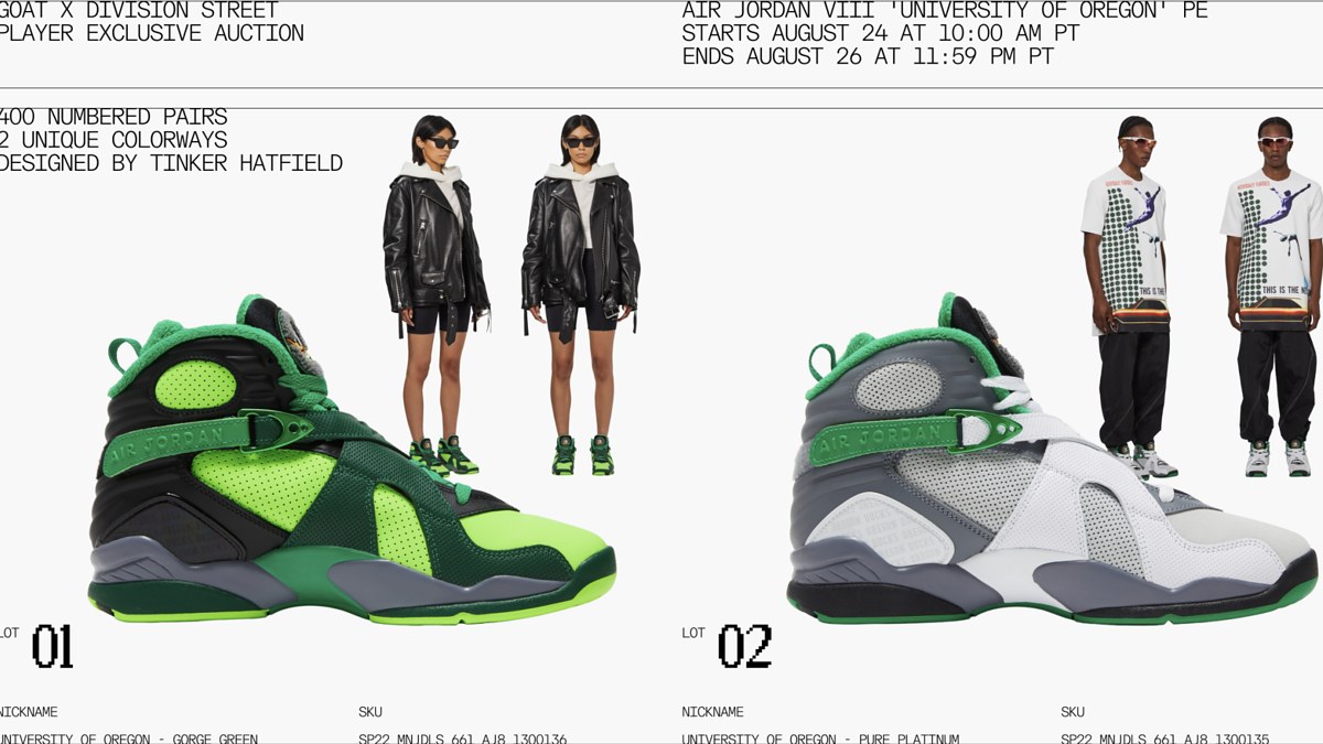 Division Street x GOAT Air Jordan 8 'Oregon' Auction