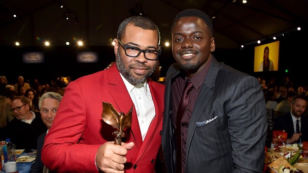 Director Jordan Peele (L) and actor Daniel Kaluuya pose