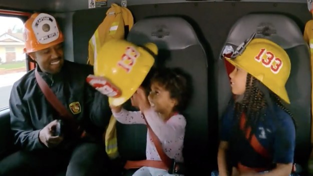Kanye West takes kids to school in a fire truck in 'Kardashians' clip